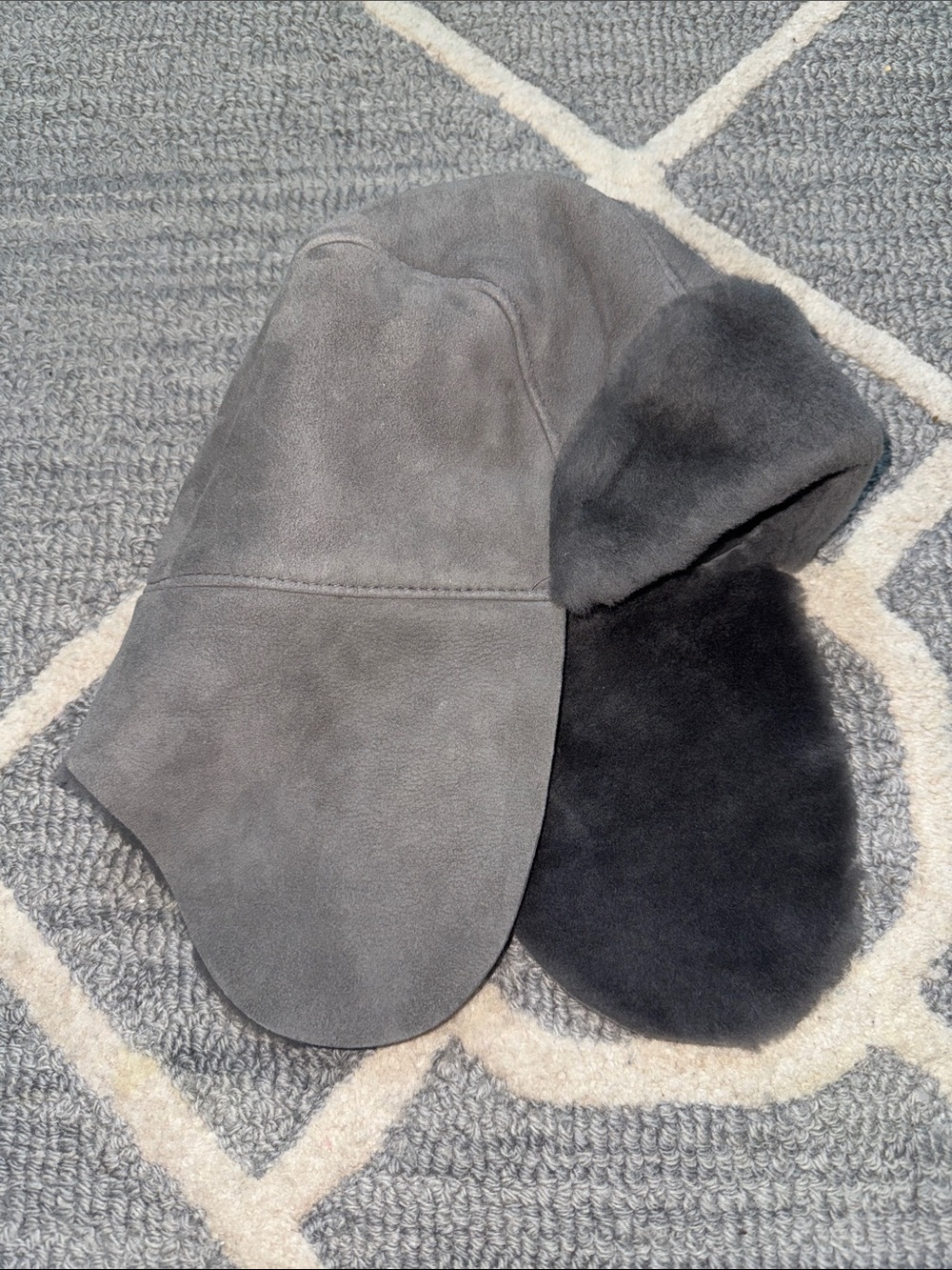 UGG Gray Suede Genuine Shearling Trapper Aviator Winter Hat